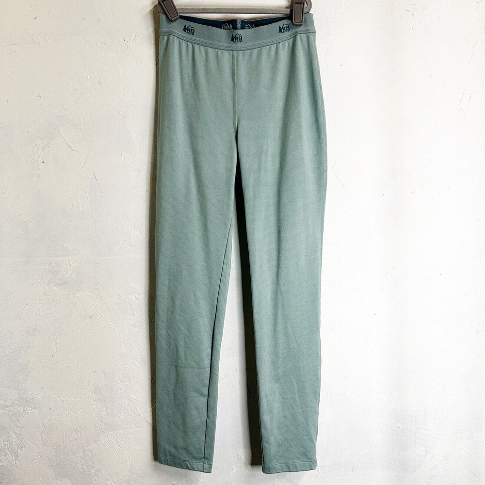 REI Coop Girls Thermal Baselayer Pants Green Kids Medium 10-12 Winter